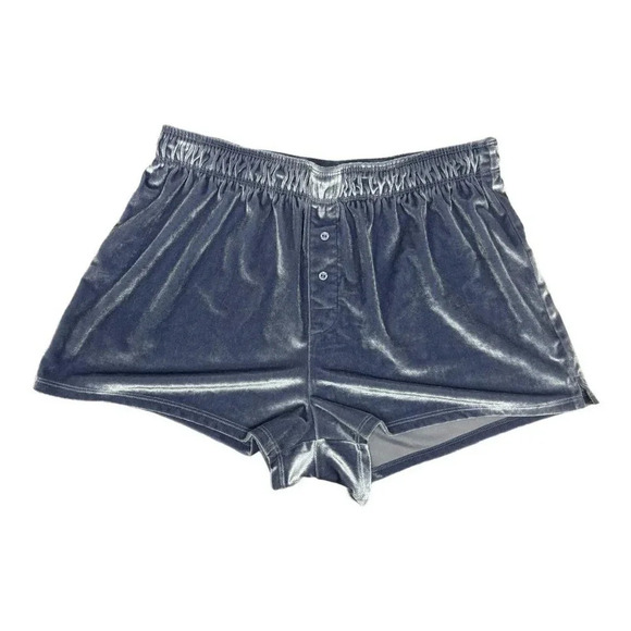 PINK by Victoria Secret Blue Gray Cozy Velvet Lounge Shorts Size Small - Picture 1 of 5